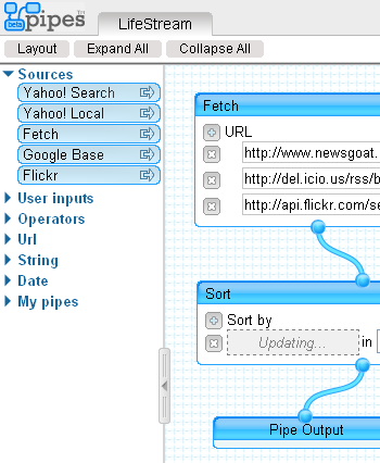 Screenshot from Yahoo Pipes